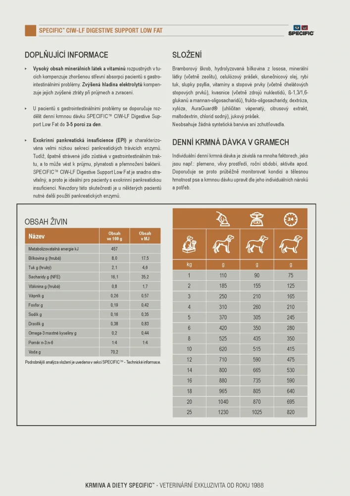 SPECIFIC CIW-LF Digestive Support Low Fat, 6 x 300 g
