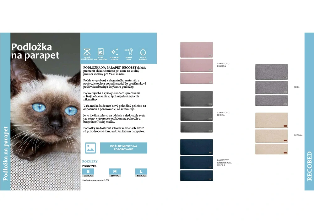 Matrac na parapet Recobed Bukla sivá