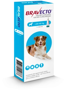 Bravecto Dog L 1000 mg spot-on roztok pre veľké psy ( od 20 do 40 kg ) 1 x 3,57 ml