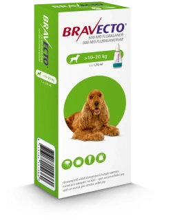 Bravecto Dog M 500 mg spot-on roztok pre stredne veľké psy ( od 10 do 20 kg ) 1 x 1,79 ml