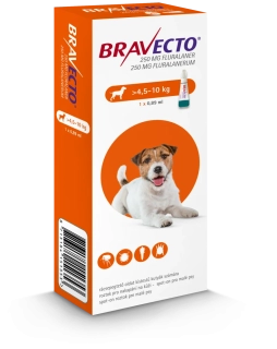 Bravecto Dog S 250 mg spot-on roztok pre malé psy ( od 4,5 do 10 kg ) 1 x 0,89 ml