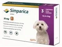 Simparica 10 mg žuv.tbl. pre psy >2,5-5 kg, 3 x 10 mg
