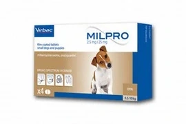 Milpro 2,5mg/25mg pre malé psy a šteňatá, 2 x 2 tablety