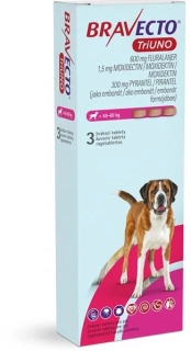 Bravecto TriUNO XL žuvacie tablety pre psy (> 40-60 kg) 3 tbl.